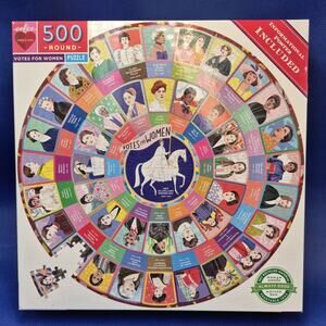 Votes For Women 500 Piece 23" Round Puzzle Informational Poster COMPLETE